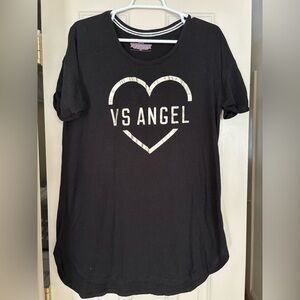 Victoria’s Secret “VS Angel” Black Sleep Shirt – Gold Heart Graphic
